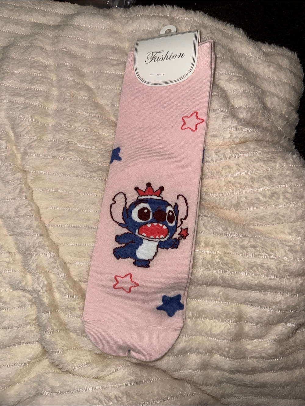 Stitch NWT Cartoon Crew Socks - Pink, Blue, Lilac, Green (4 Pair) Size 4-10 - Picture 3 of 5